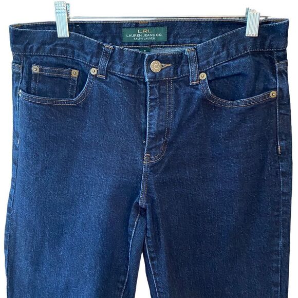 Ralph Lauren Sz 8 Blue Darkwash Denim Tapered Leg Jeans - Picture 3 of 6